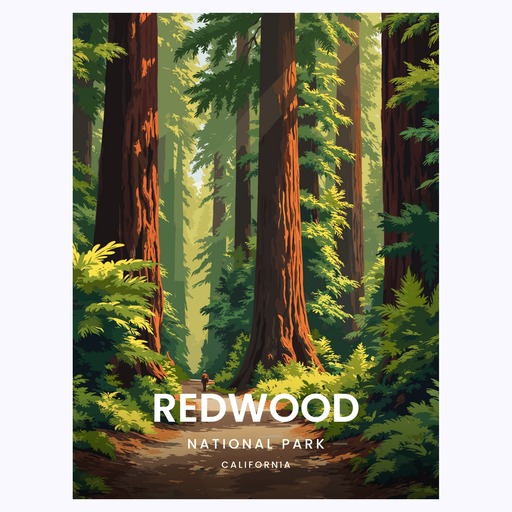 Redwood National Park Travel Print - Vintage Travel Art Poster 6