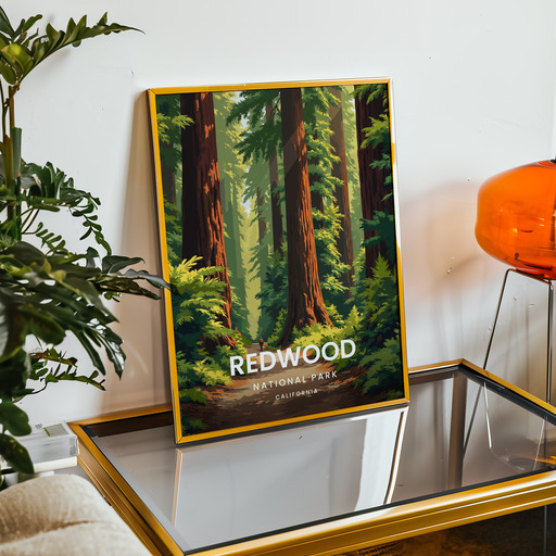 Redwood National Park Travel Print - Vintage Travel Art Poster 9