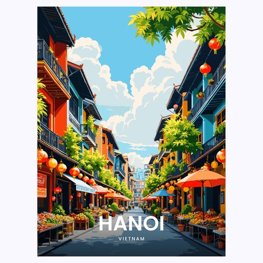 Hanoi Travel Print - Vintage Travel Art Poster 6