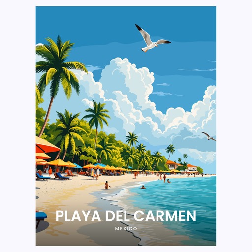 Playa del Carmen Travel Print - Vintage Travel Art Poster 6