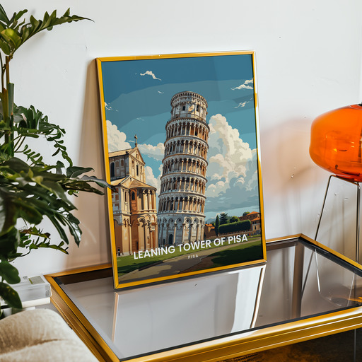 Tower of Pisa Travel Print - Vintage Travel Art Poster 8