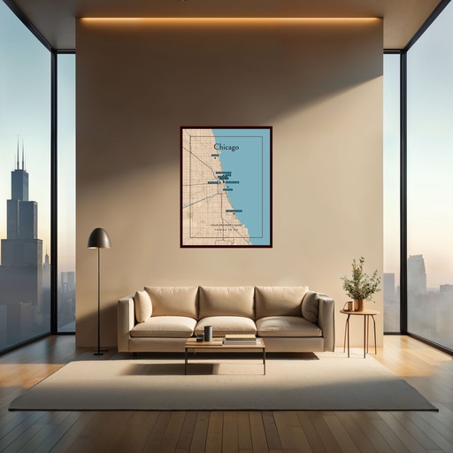 Chicago Airbnb Tourist Poster in Road Trip - Street Map 10