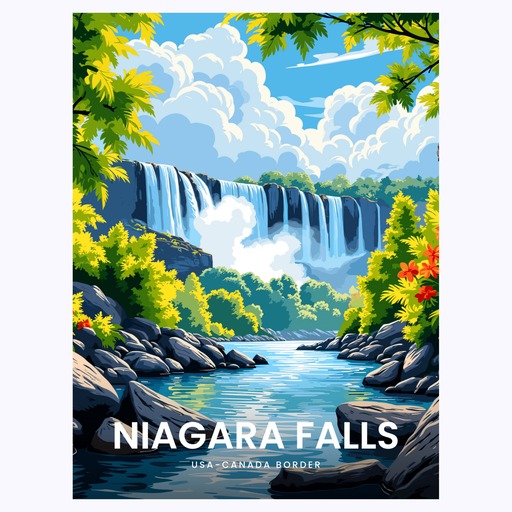 Niagara Falls Travel Print - Vintage Travel Art Poster - Custom