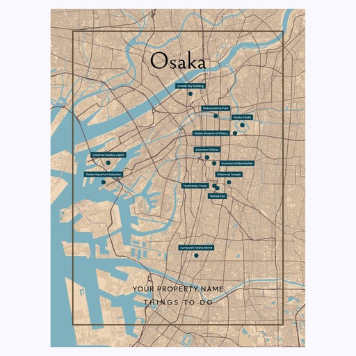 Osaka Airbnb Tourist Poster in Road Trip - Street Map 6