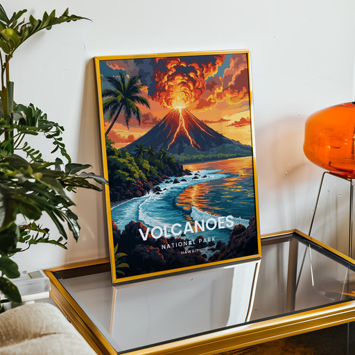 Volcanoes National Park Travel Print - Vintage Travel Art Poster 9