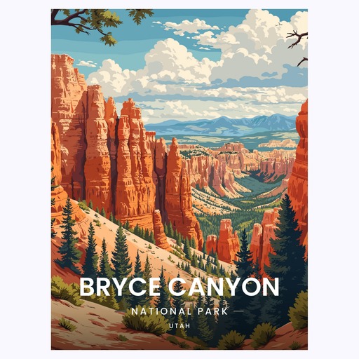 Bryce Canyon National Park Travel Print - Vintage Travel Art Poster 6