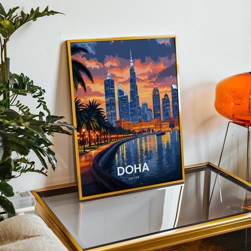 Doha Travel Print - Vintage Travel Art Poster  9