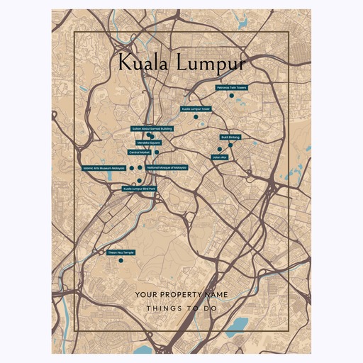 Kuala Lumpur Airbnb Tourist Poster in Road Trip - Street Map 6