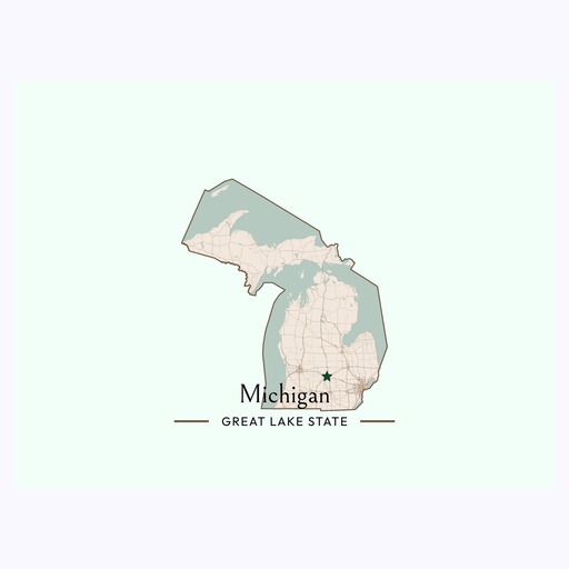 Michigan State Poster - Boundary Map 6
