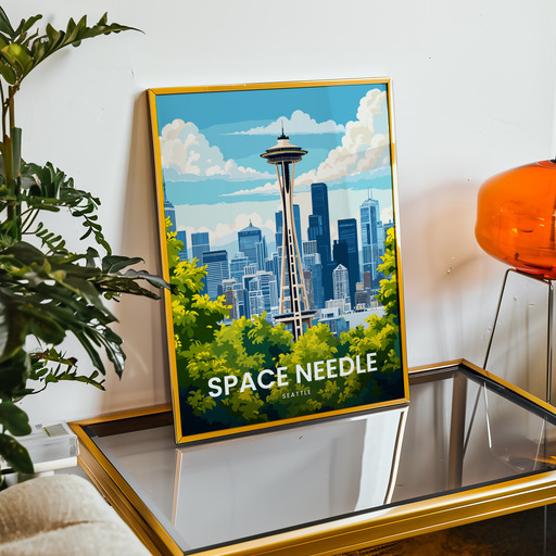 Space Needle Travel Print - Vintage Travel Art Poster 8