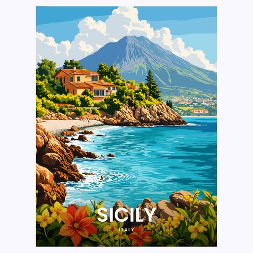Sicily Travel Print - Vintage Travel Art Poster 6