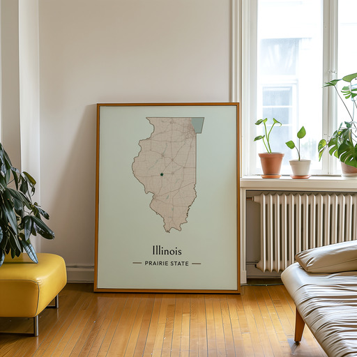 Illinois State Poster - Boundary Map 9