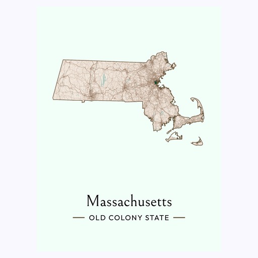 Massachusetts State Poster - Boundary Map 6