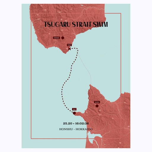 Tsugaru Strait Swim Poster - Route Map 6