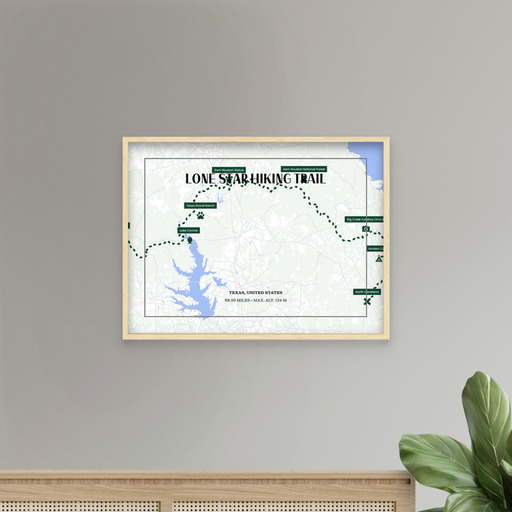 Lone Star Trail Hiking Trip Poster - Route Map 8