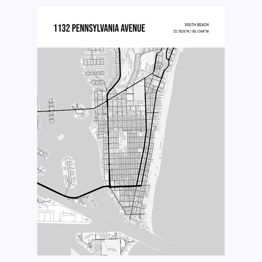 South Beach Poster - Street Map 6