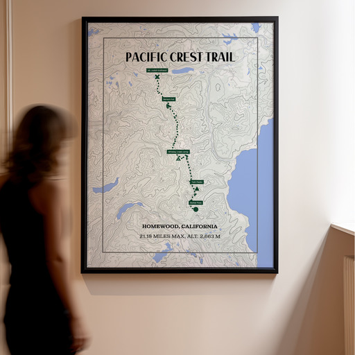 Pacific Crest Trail Hiking Trip Poster - Route Map 11