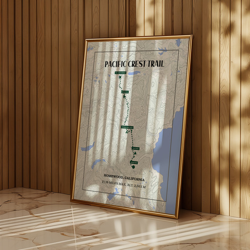 Pacific Crest Trail Hiking Trip Poster - Route Map 8