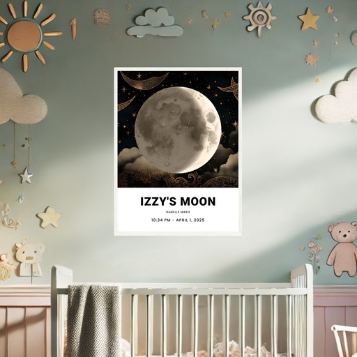 Newborn Baby Poster - Watercolor Moon Phases Print 8