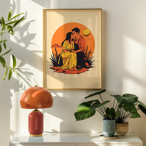 The Lovers in Vibrant Grunge Print - Custom Tarot Card Poster 9