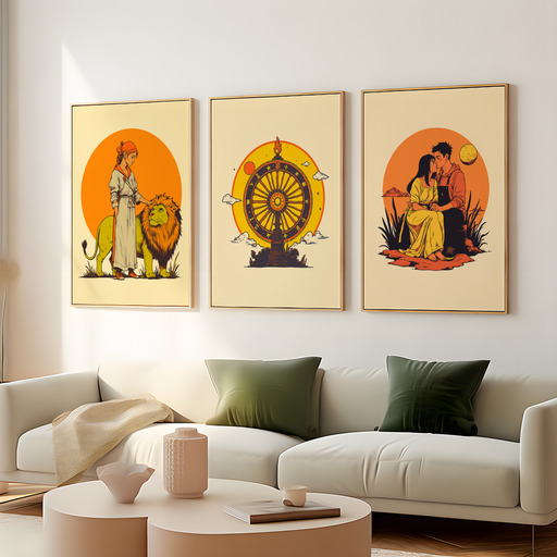 The Wheel of Fortune in Vibrant Grunge Print - Custom Tarot Card Poster 8