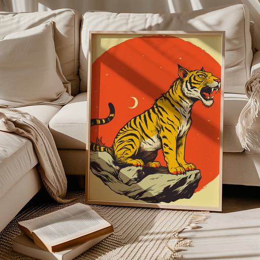 Tiger in Vibrant Grunge Print - Custom Chinese Zodiac Poster 9
