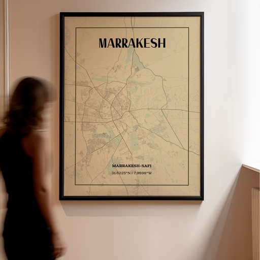 Marrakesh in Vintage Poster - Street Map 11