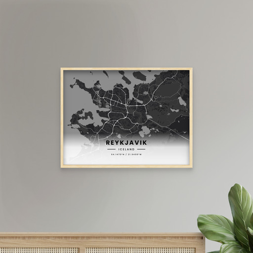 Reykjavik in Dark Poster - Street Map 9