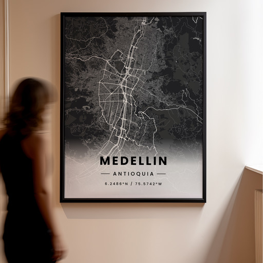 Medellin in Dark Poster - Street Map 11