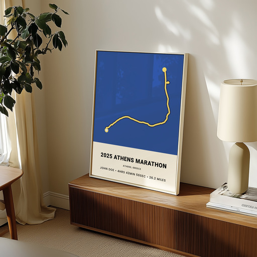 Minimalist 2025 Athens Marathon Poster - Route Map 11