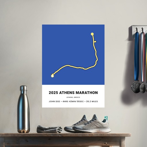 Minimalist 2025 Athens Marathon Poster - Route Map 9