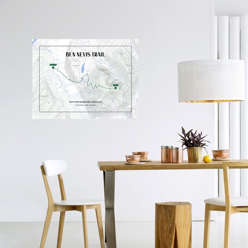 Ben Nevis Trail Hiking Trip Poster - Route Map 11