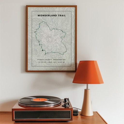 Wonderland Trail Hiking Trip Poster - Route Map 9