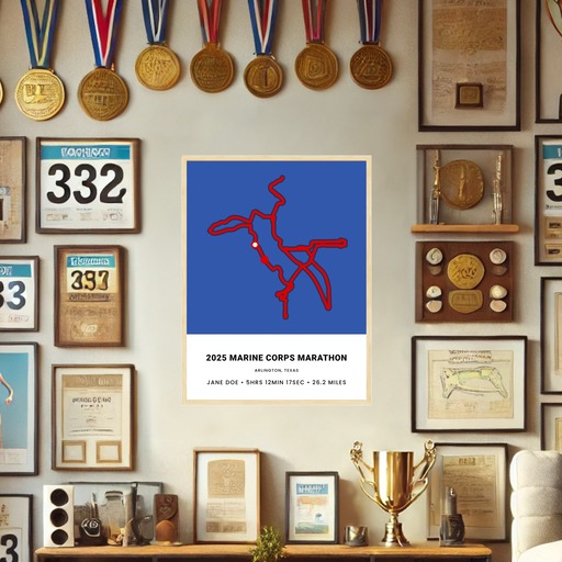 Minimalist 2025 USMC Marathon Poster - Route Map 10