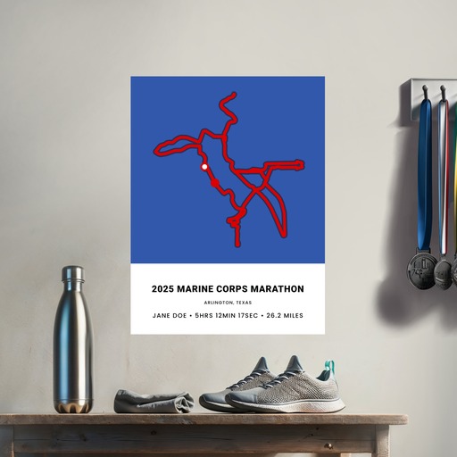 Minimalist 2025 USMC Marathon Poster - Route Map 9