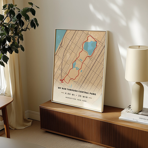 My Run Through Central Park Poster - Route Map 10