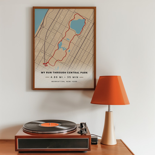 My Run Through Central Park Poster - Route Map 11