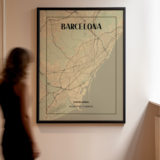 Barcelona in Vintage Poster - Street Map 11