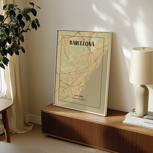 Barcelona in Vintage Poster - Street Map 9