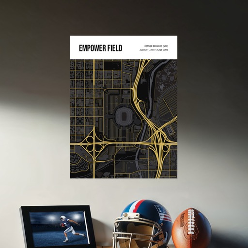 Denver Broncos Stadium Poster - Street Map 9