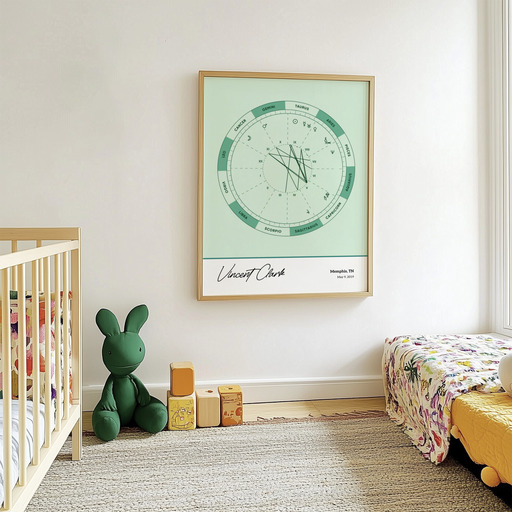 The Day you Were Born Poster - Emerald - Natal Chart 9