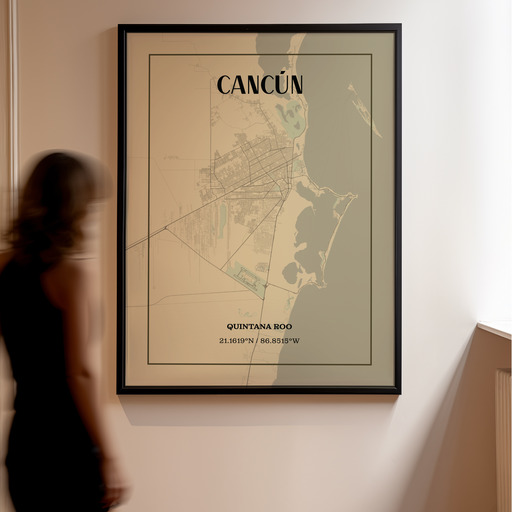 Cancun in Vintage Poster - Street Map 11