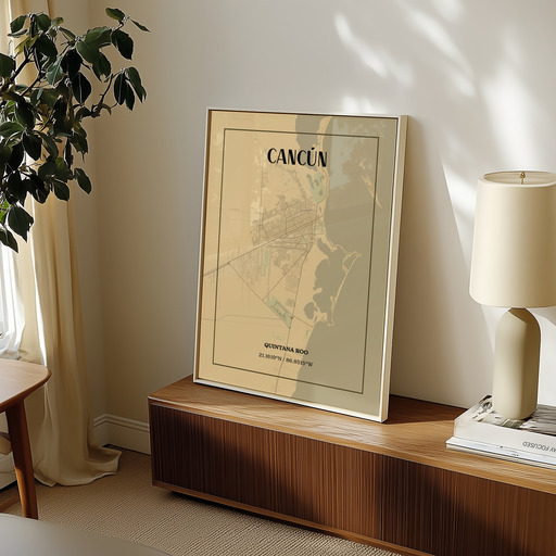 Cancun in Vintage Poster - Street Map 9