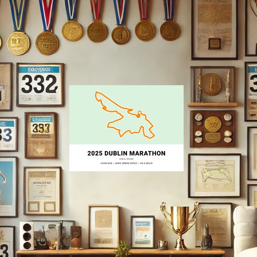 Minimalist of 2025 Dublin Marathon Poster - Route Map 9