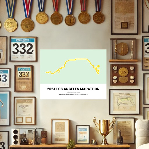 Minimalist 2025 Los Angeles Marathon Poster - Route Map 9