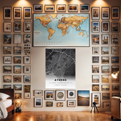 Athens in Dark Poster - Street Map 8