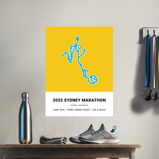 Minimalist 2025 Sydney Marathon Poster - Route Map 9