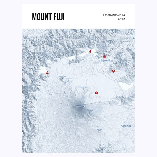 Trip To Mount Fuji Poster - Terrain Map 6