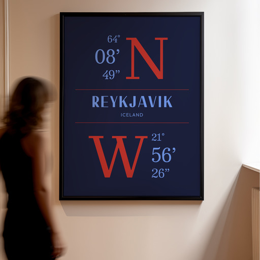 Reykjavik Coordinates Poster 11