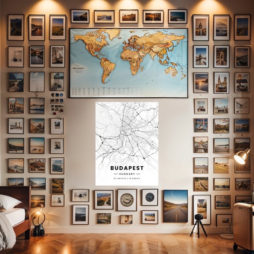 Budapest in Light Poster - Street Map 8